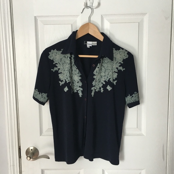 Together Tops - TOGETHER! Navy Button Down Country Shirt M 🐎